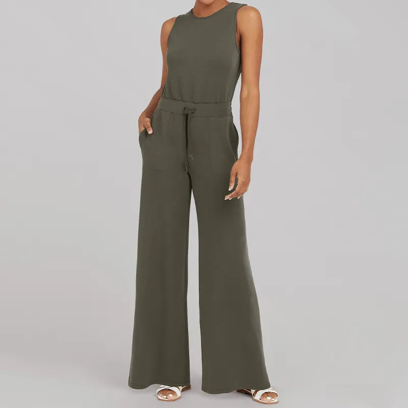 Aubrey - Veelzijdige elegantie Mouwloze effen jumpsuit