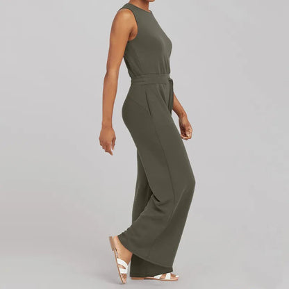 Aubrey - Versatile Elegance Sleeveless Plain Jumpsuit