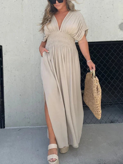 Denise™ - V-neck with split Maxi Long Dress