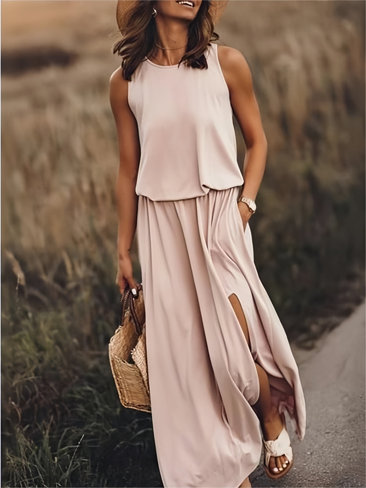 Rosaline - Plain boho maxi dress in modal in different colors