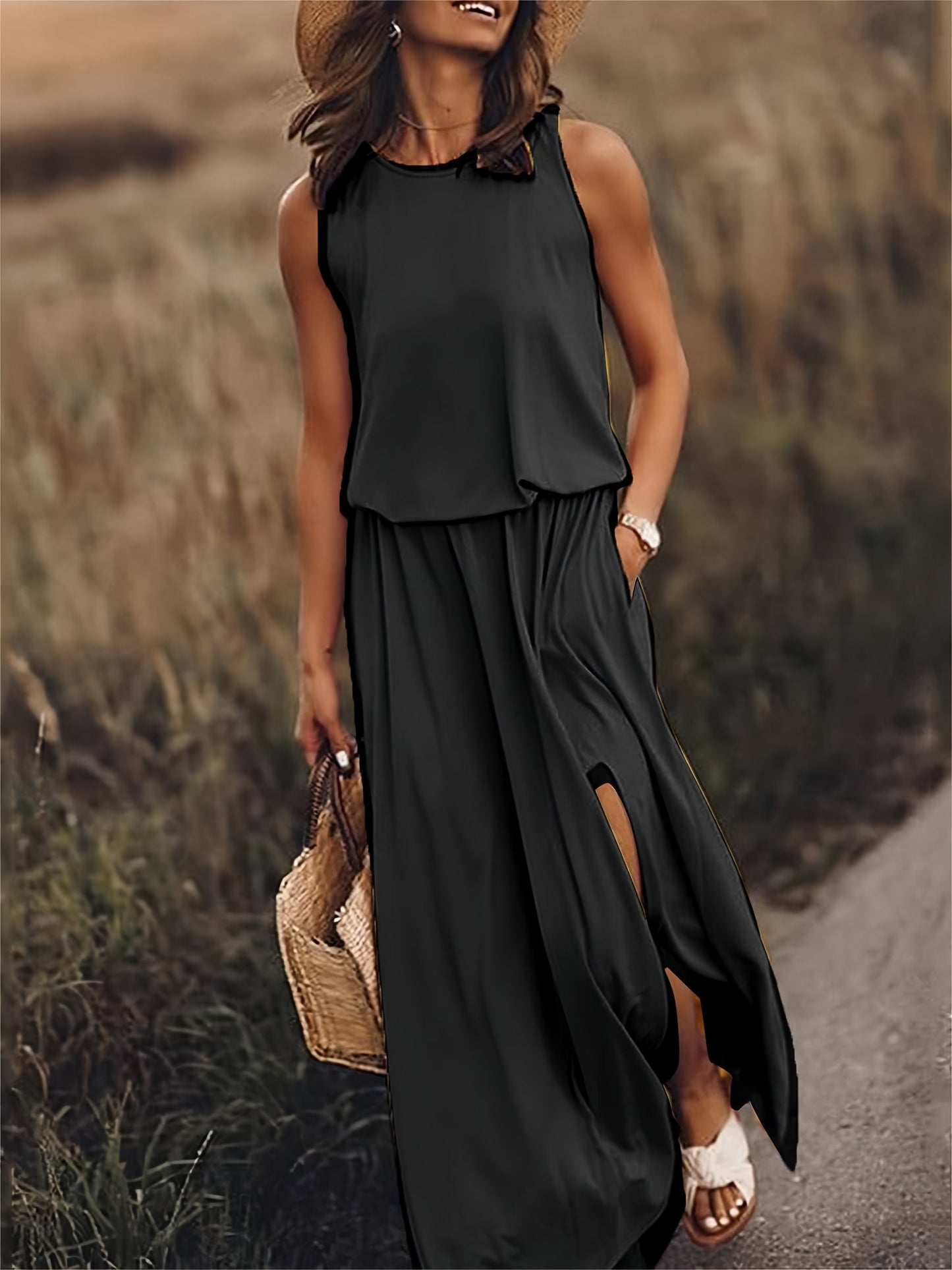 Rosaline - Plain boho maxi dress in modal in different colors