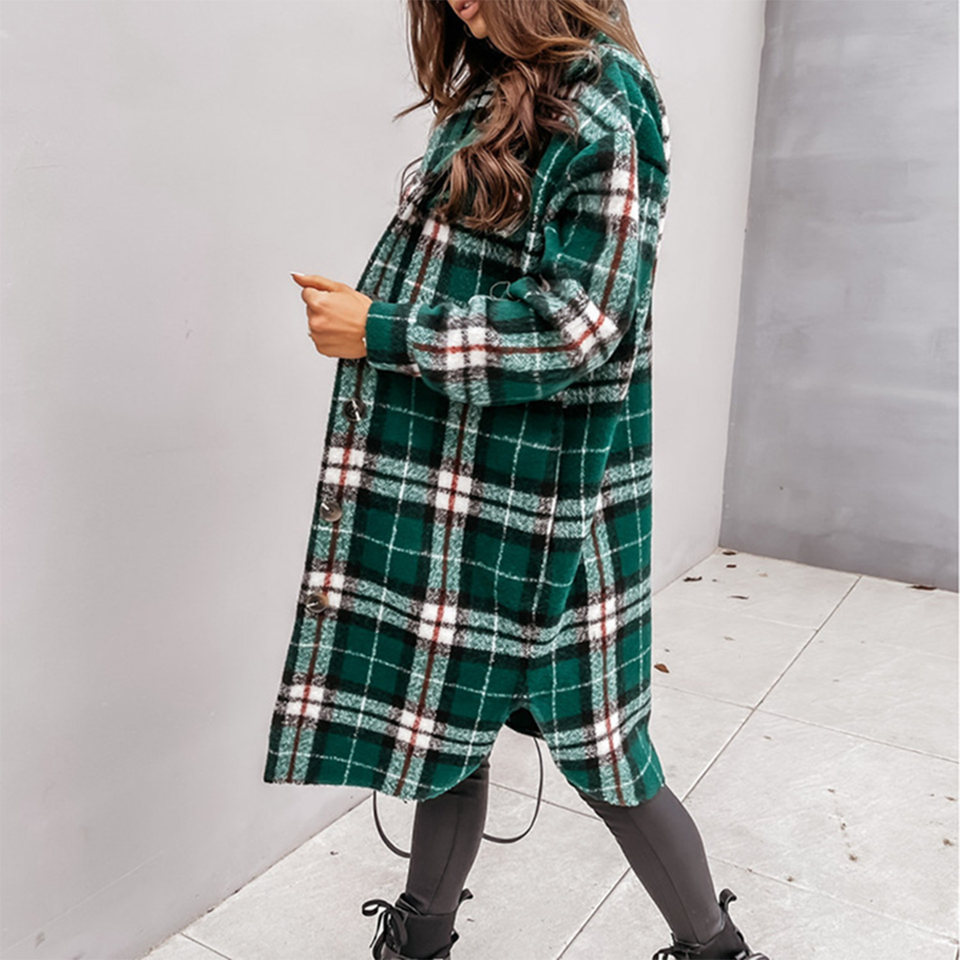 AOIFE - Checked long women's coat