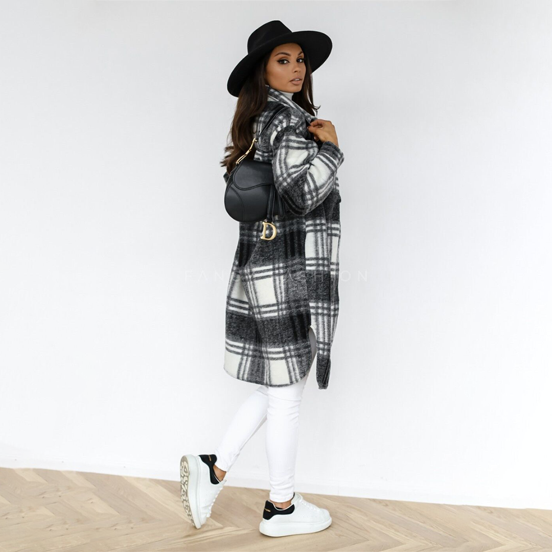 AOIFE - Checked long women's coat