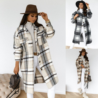 AOIFE - Checked long women's coat