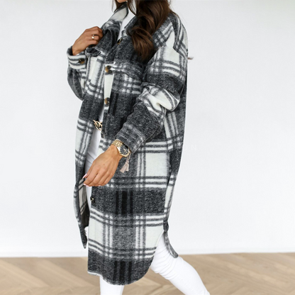 AOIFE - Checked long women's coat