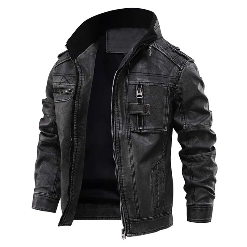 Alpha - Black leather jacket for men