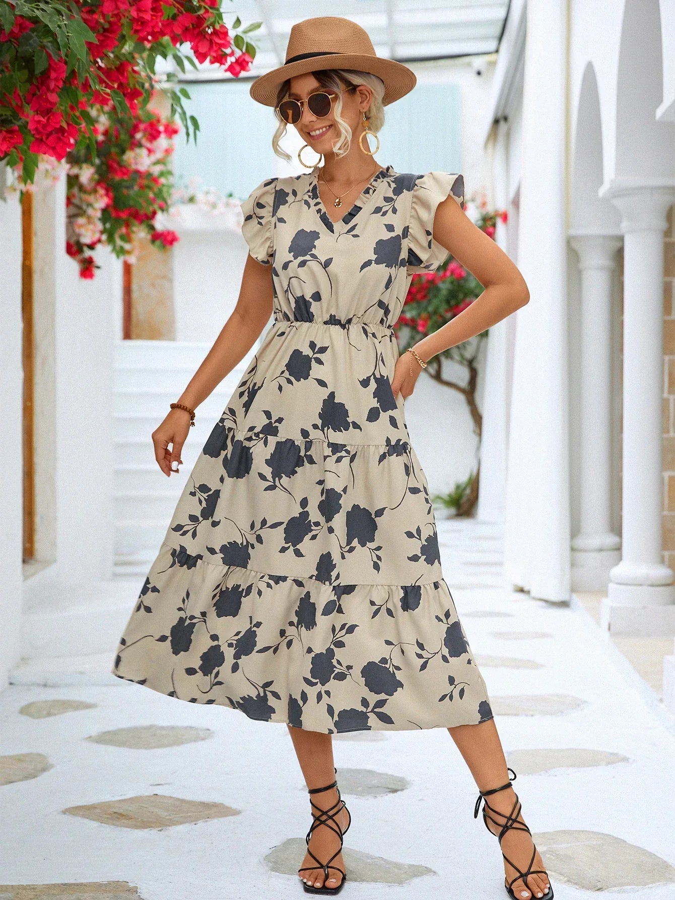 Lucinda | Elegant Summer Dress with Floral Print 