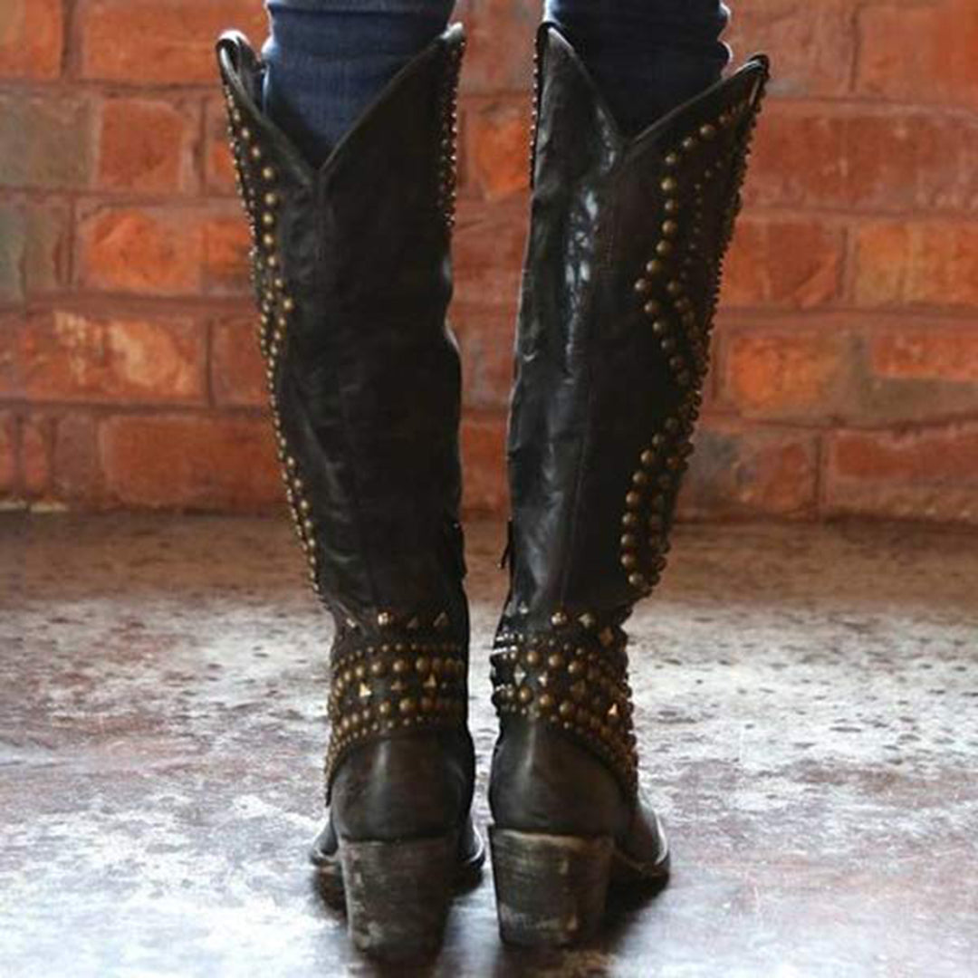 JOAN - Boots with metal studs and high heel