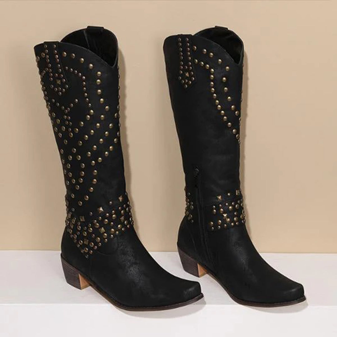 JOAN - Boots with metal studs and high heel