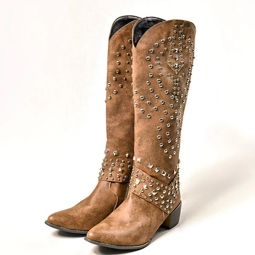 JOAN - Boots with metal studs and high heel