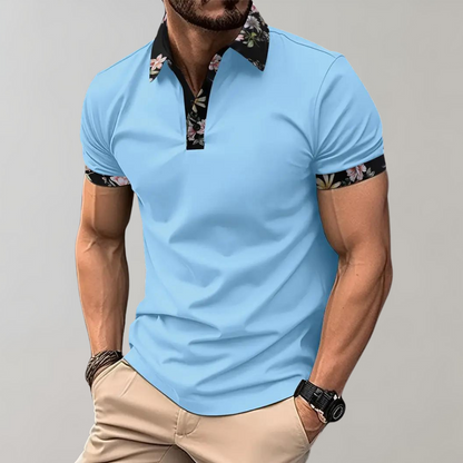 Sander - Men's polo shirt with floral print