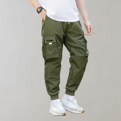 Ankor - Men's trousers with drawstring and flap pockets