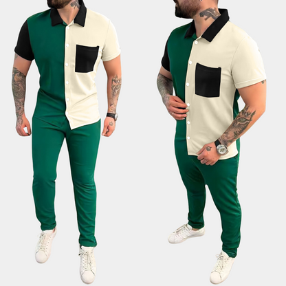 Jeter - Trendy color block men's two-piece set