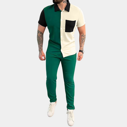 Jeter - Trendy color block men's two-piece set