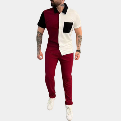 Jeter - Trendy color block men's two-piece set