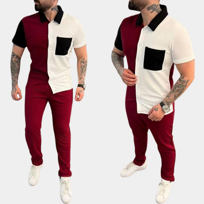 Jeter - Trendy color block men's two-piece set