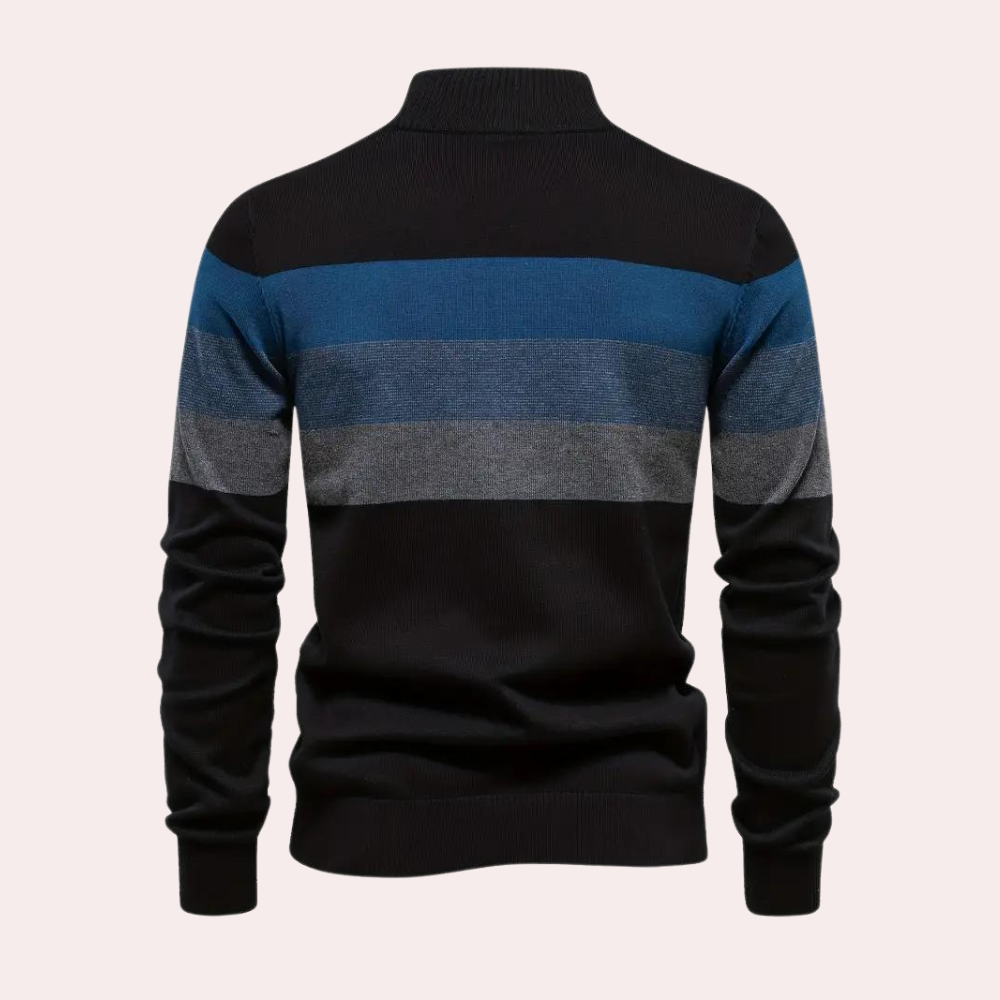 Renate - Warme color block herensweater met rits