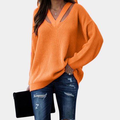 Eva - Women's sweater with stylish v-neck