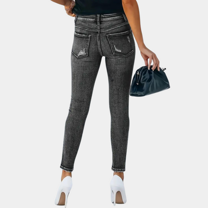 Ember - Skinny damesjeans met knopen