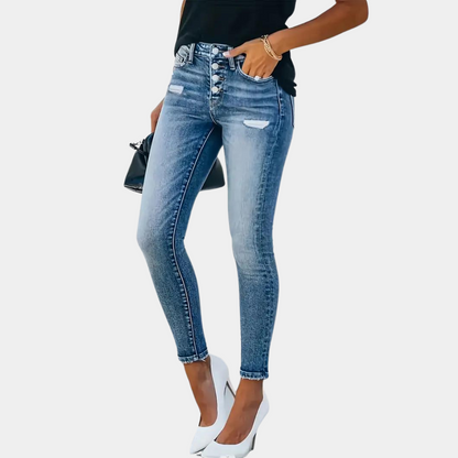 Ember - Skinny damesjeans met knopen