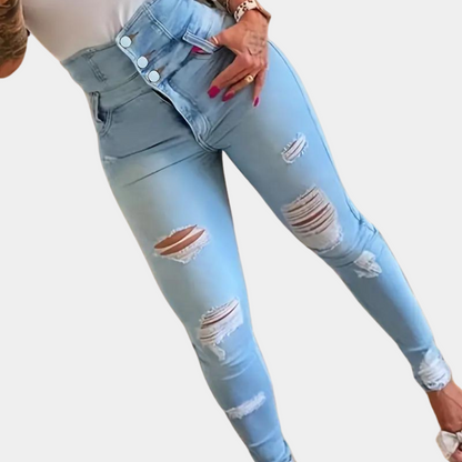 Elizabete - High Waist Ripped Jeans for Women