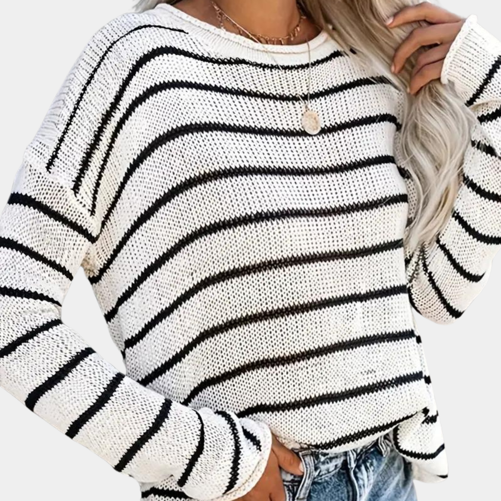 Urzula - Knitted women's sweater with stripes