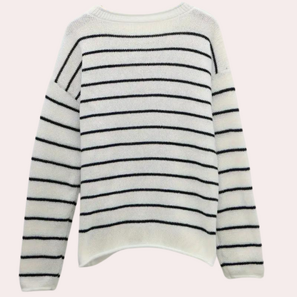 Urzula - Knitted women's sweater with stripes