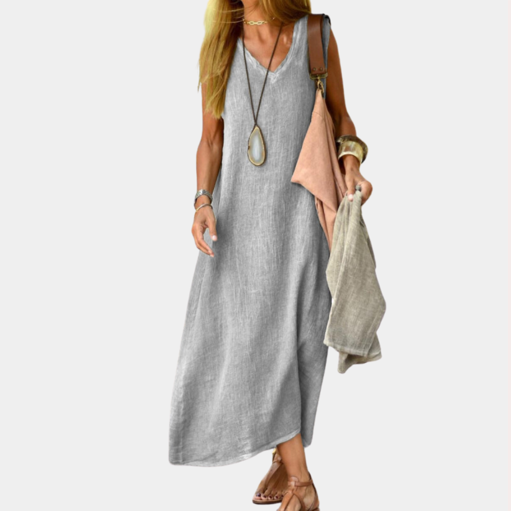 Casual v-hals dames maxi jurk