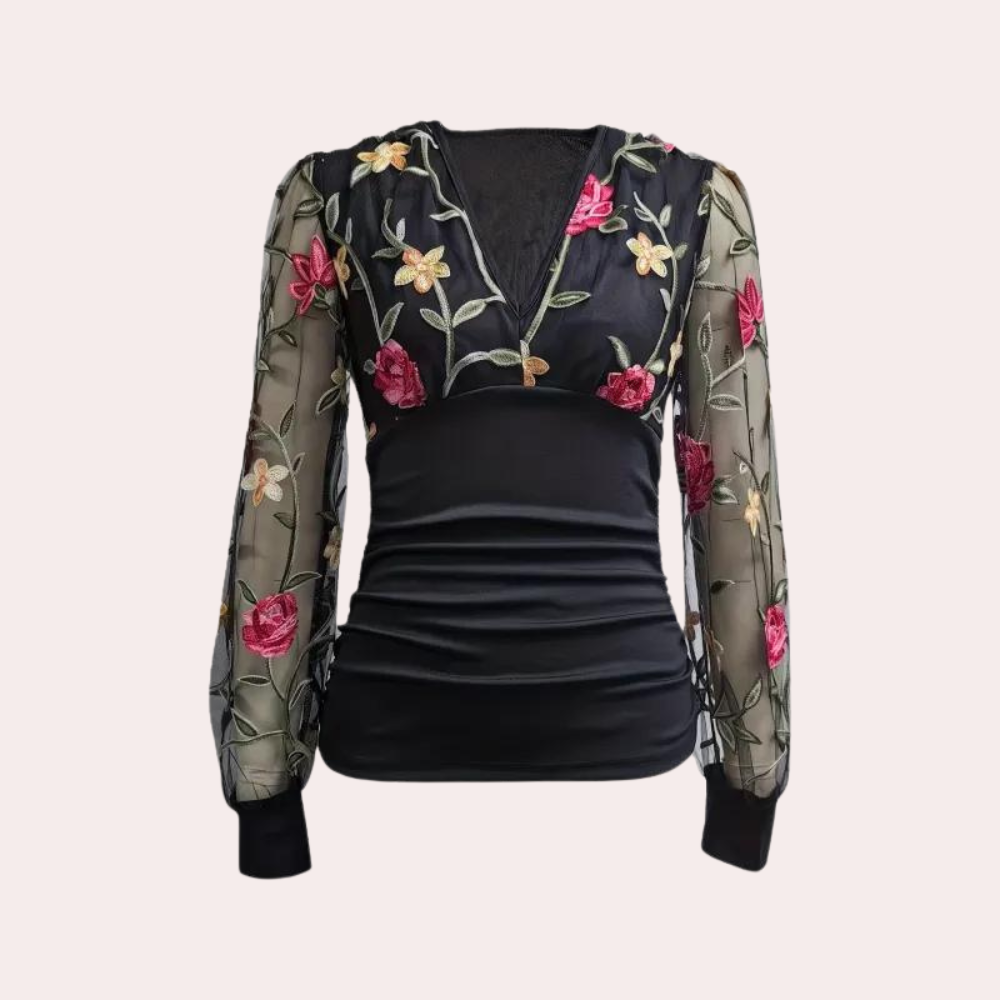 Elegant ladies top with floral embroidery