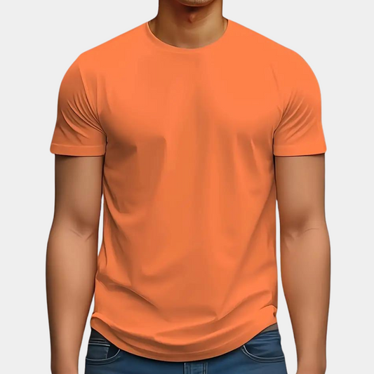 Short sleeve t-shirt with orange crew neck