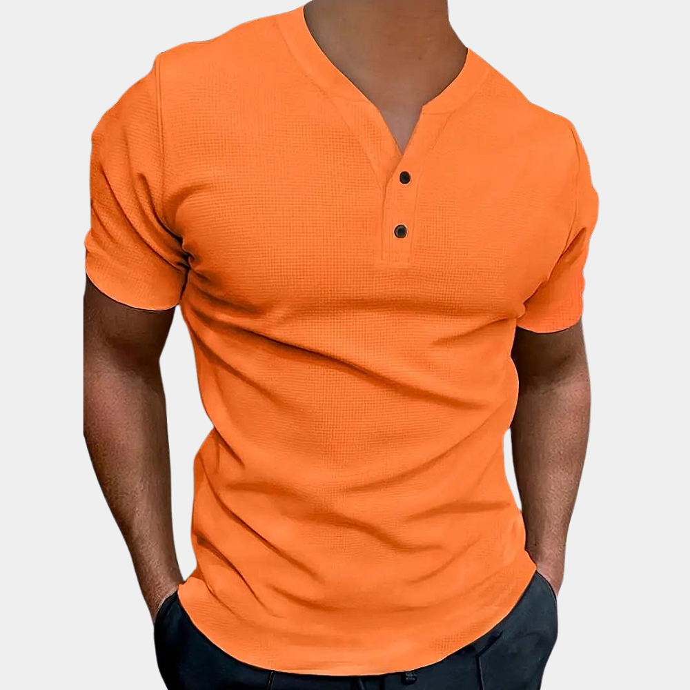 Heren-T-shirt oranje met v-hals