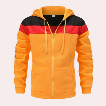 Casual oranje hoodie met kleurblok voor heren