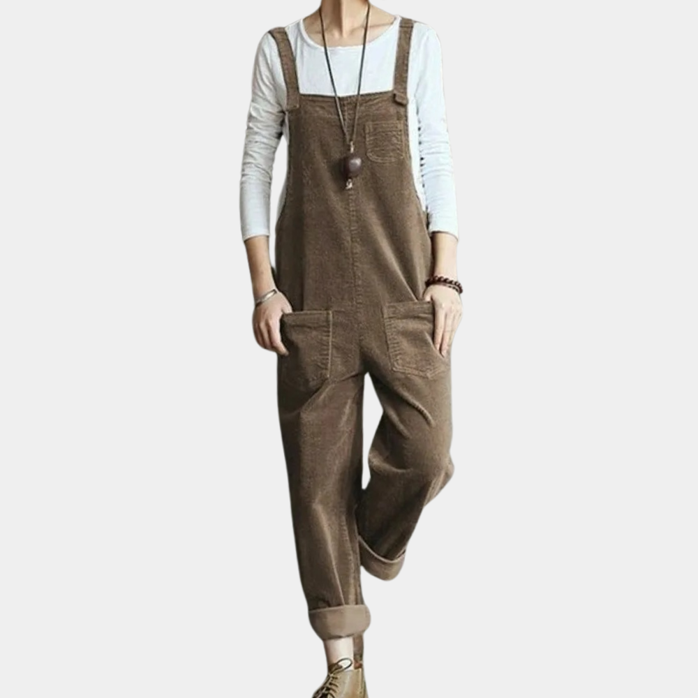 Casual corduroy jumpsuit for women