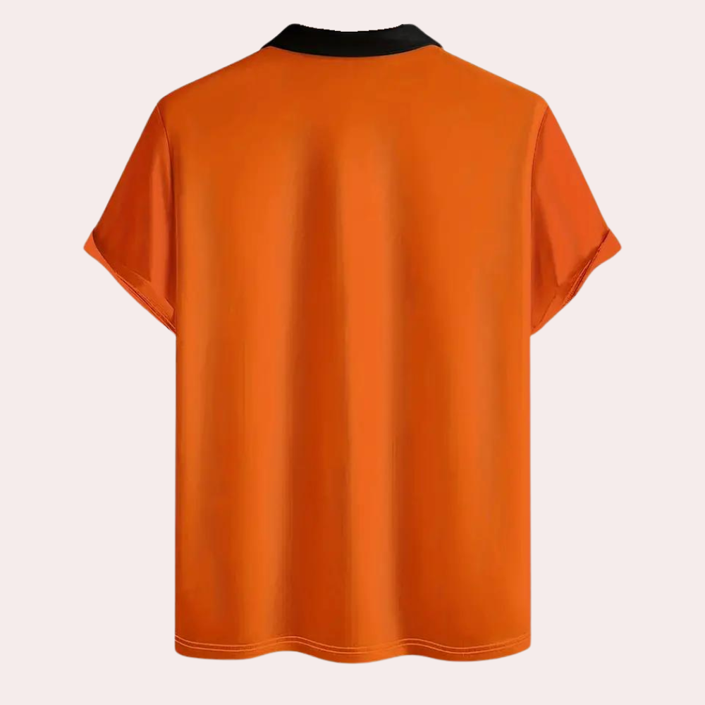 Color block orange shirt for men