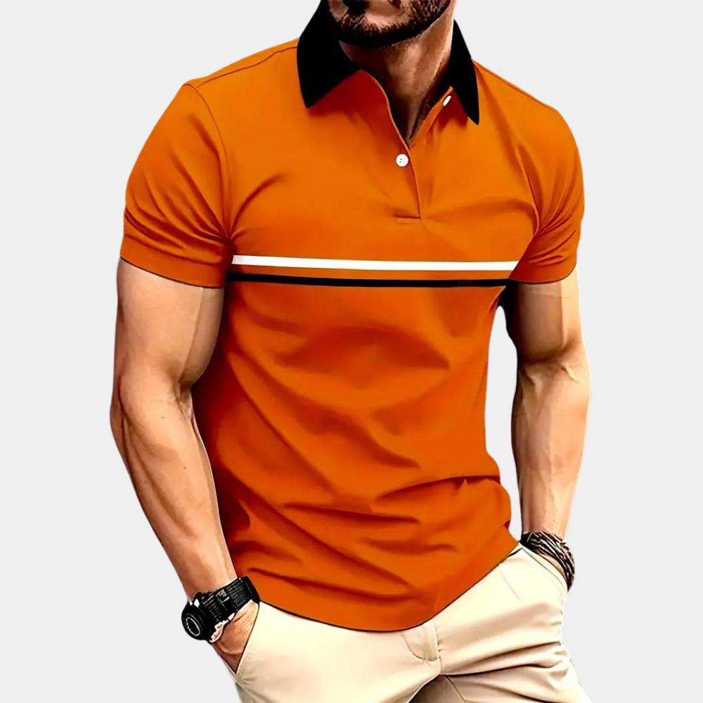 Color block orange shirt for men