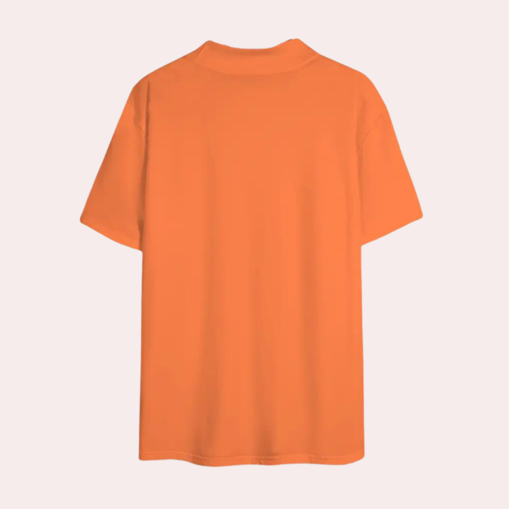 Slim fit orange men's t-shirt with turtleneck