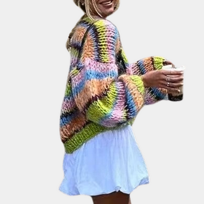 Colorful striped women's sweater