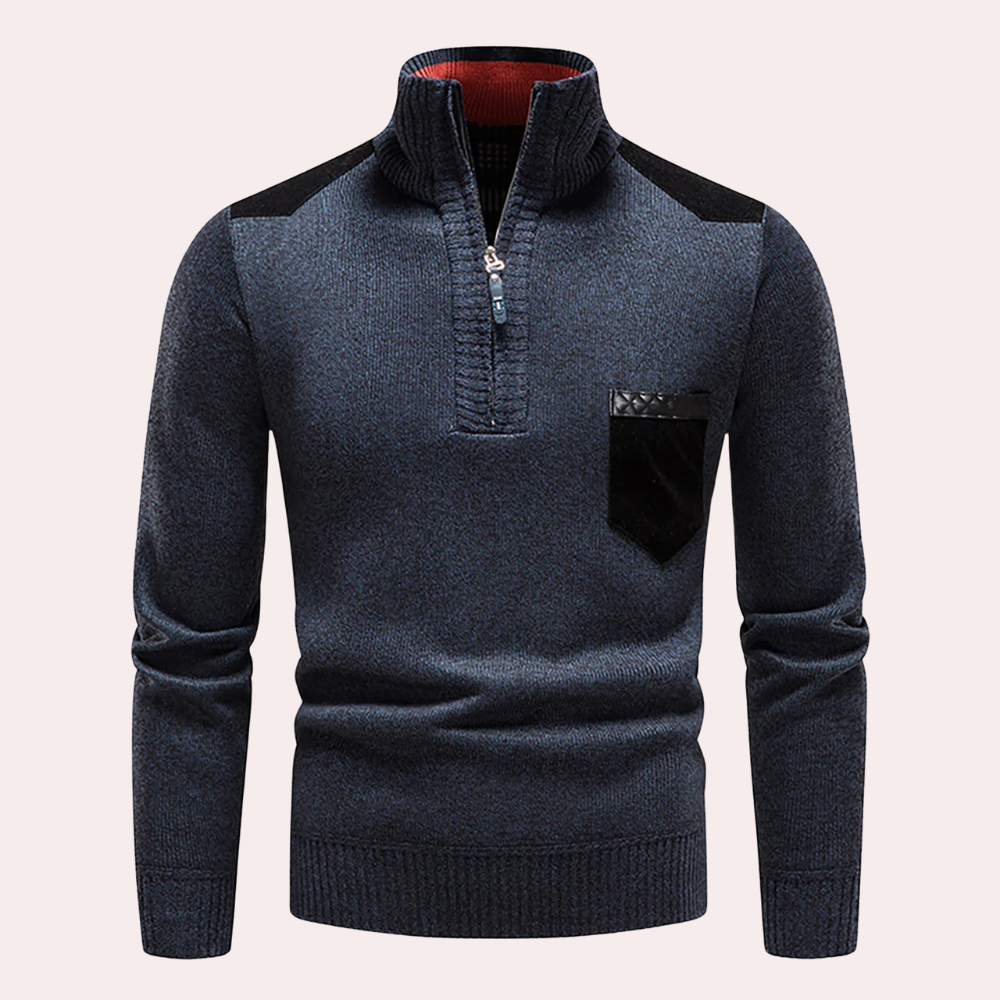 Ignatius - Tijdloze Elegantie Half-Zip Trui voor Mannen