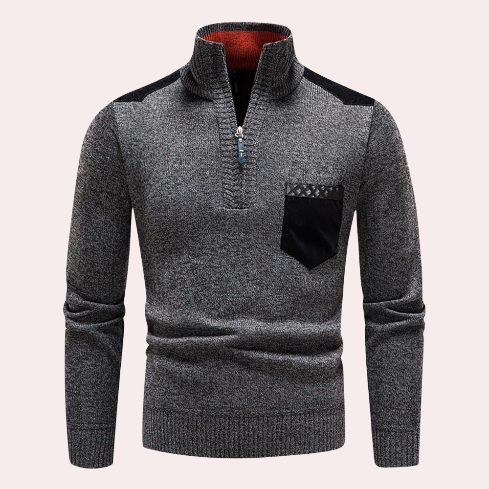 Ignatius - Tijdloze Elegantie Half-Zip Trui voor Mannen