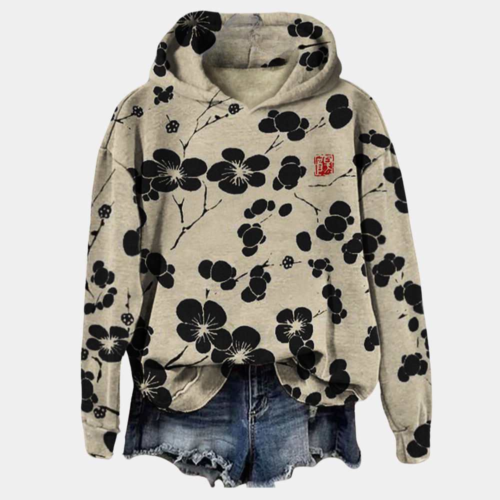 Casual women's sweater with floral print