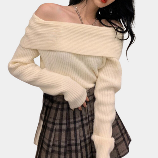 Leorina - Chic Knitted Off-Shoulder Women's Sweater 