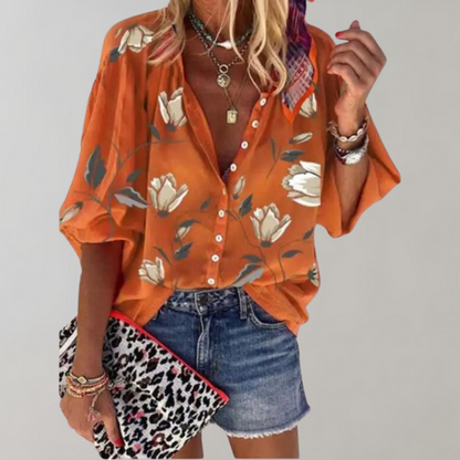 Freydis - Floral Print Blouse for Women