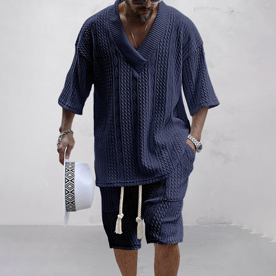 NICOLÒ - Stylish knitted shirt and shorts set