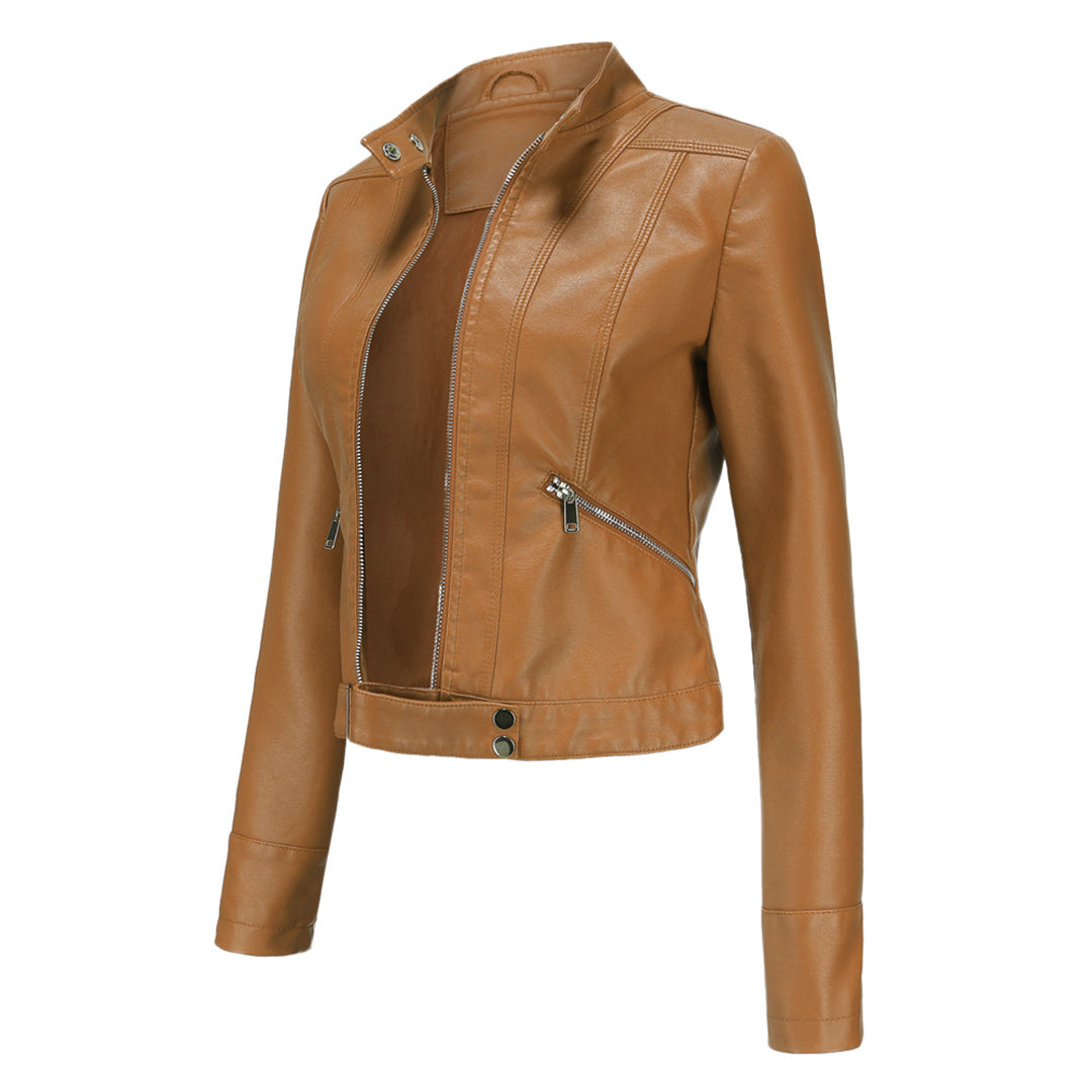 OXANA - Short leather jacket for women