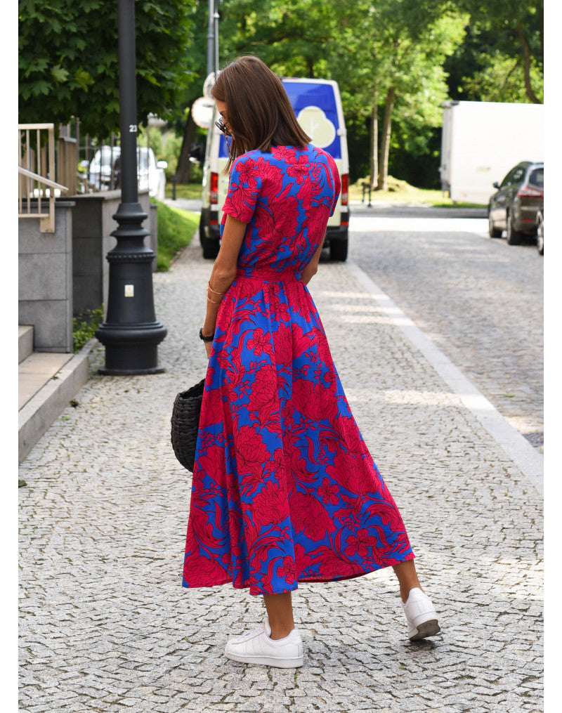 Cassandra Summer Dress with V-Neck and Short Sleeves 