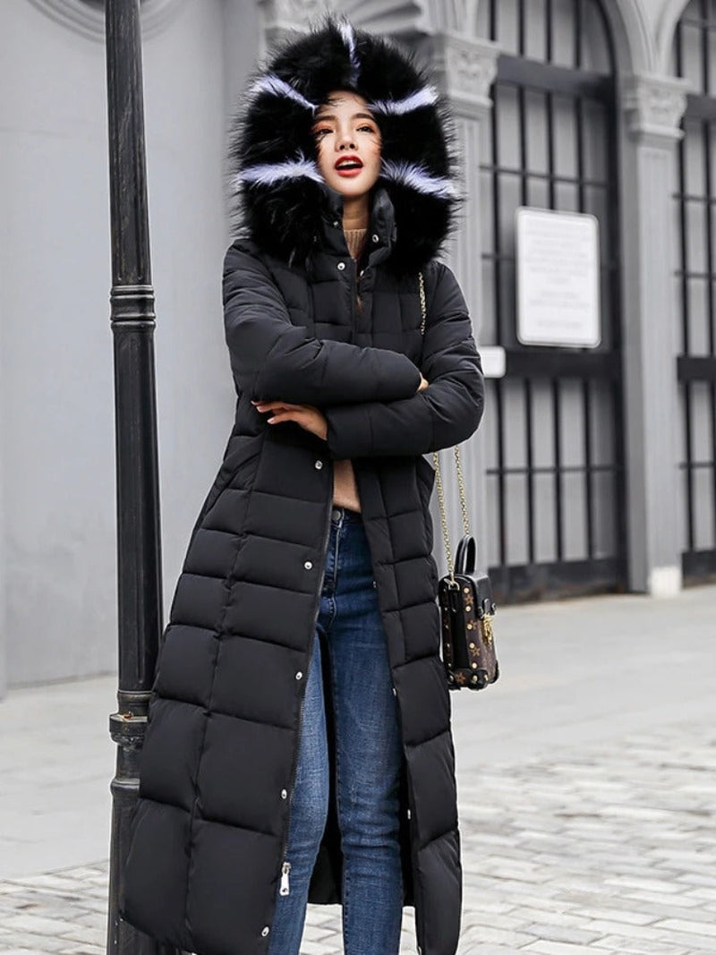 Lena – Fashionable Long Winter Coat with Belt for Style-Conscious Women