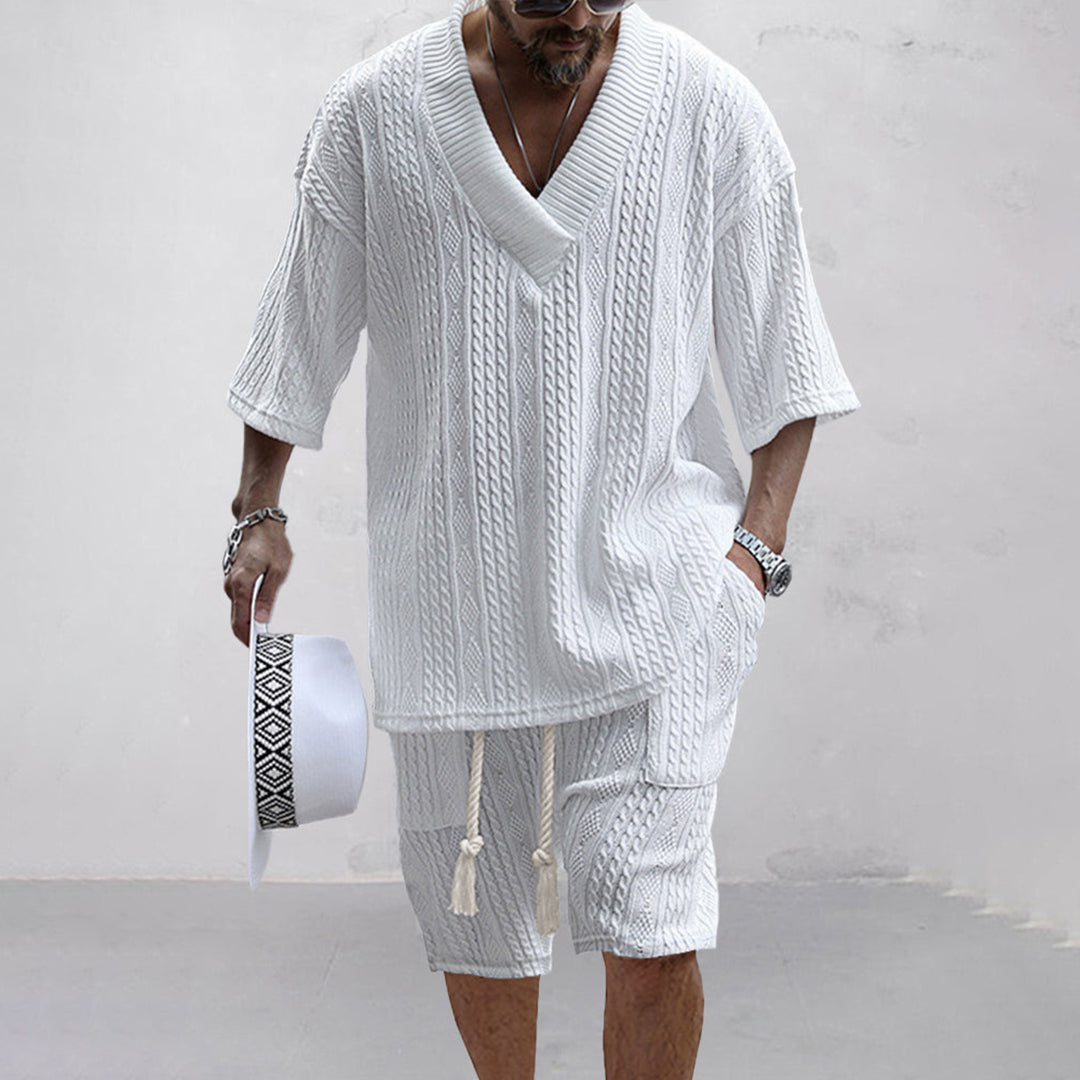 NICOLÒ - Stylish knitted shirt and shorts set