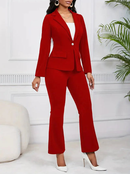 2 Piece Suit for Women: Long Sleeve Blazer &amp; Bootcut Pants