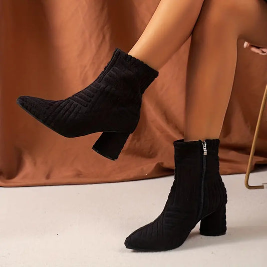 HELENA - Women's boots with thick heel in solid color