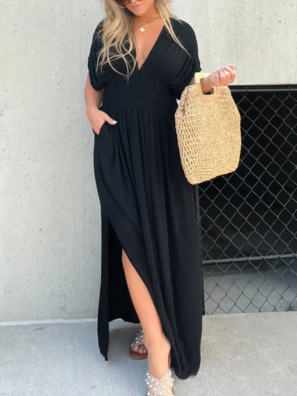 Denise™ - V-hals met split Maxi Long Dress